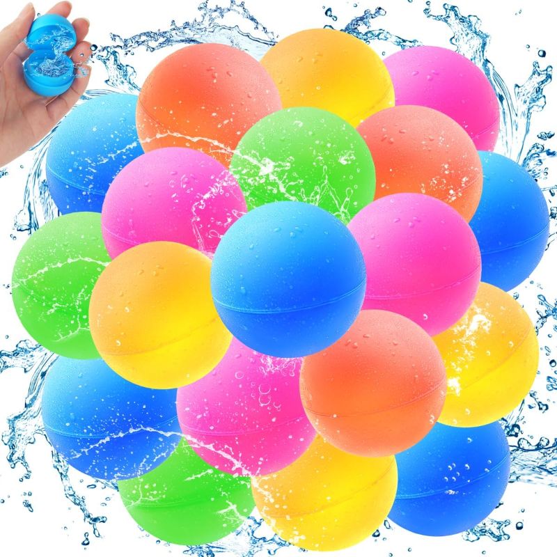 Photo 1 of  VATOS Refillable Water Balloons, 30PCS Quick Fill Water Balloons Toy, Silicone Soft Sealing Water Splash Balls Toy for Kids Adults Summer Outdoor Water Game Outside Yard Swimming Pool Beach Party
