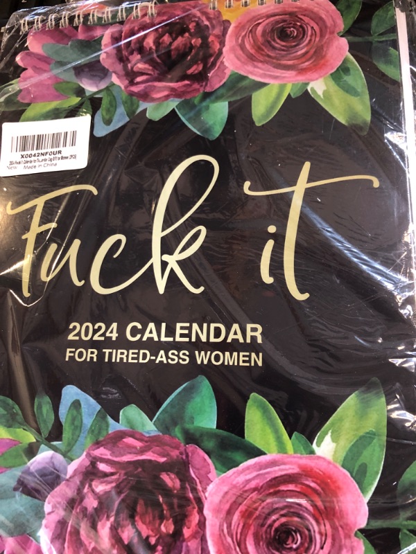 Photo 2 of 2024 Fu-ck It Calendar for Tired-Ass Women, 2024 Tired Women Calendar, Fu-ck It Wall Calendar for Tired, Funny Novelty Monthly Calendar, Handmade Home Office Hanging Calendar With Hook, Funny Swear 2PCS