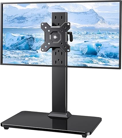 Photo 1 of ErGear Single Monitor Stand for 13-34 inch Screens up to 44 lbs, Free-Standing Monitor Riser with 5 Height Settings, Tabletop Monitor Stand with Tempered Glass Base, Max VESA 100x100mm, EGTVS29