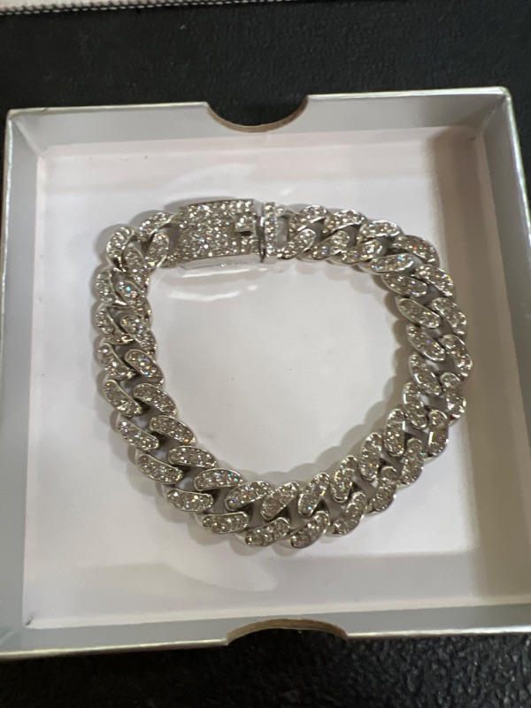 Photo 1 of Cuban Link Bracelet for Women Diamond Miami Cuban Bracelet 12mm