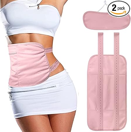 Photo 1 of 2 Pack Castor Oil Pack Wrap, Reusable Organic Castor Oil Pack Kit, Castor Oil Packs with Adjustable Elastic Strap Bamboo Cotton Machine Washable Anti Oil Leak (Pink)