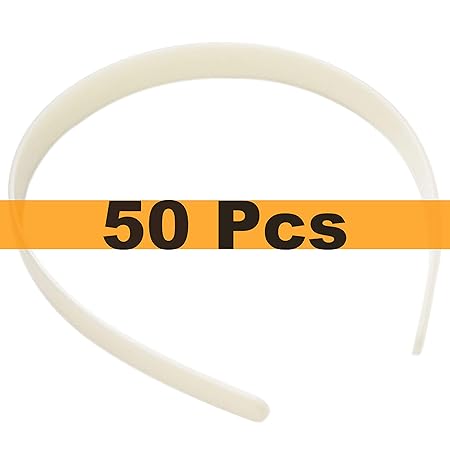 Photo 1 of 1/2 Inch 15 mm Craft Girls White Headbands 1.5 cm 1/2" Women's Hair Bands DIY No Teeth Plastic Material Decorative Wide Headwears Clip Gift For Adolescent Female (50 pcs)