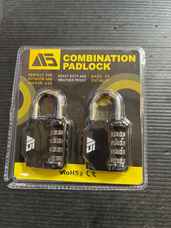 Photo 1 of A5 - Combination Padlock, Heavy Duty Weather Proof 4-Digit Dial Resettable Security Lock for Outdoor, Perfect for Gym, School Locker, Door, Fence, Garage, Gate, Shed and Toolbox (2-PACK) 2 Pack