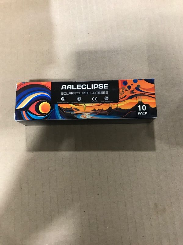 Photo 2 of 10 Pack Paper Solar Eclipse Glasses, Approved 2024, CE and ISO Certified Safe Shades for Direct Sun Viewing+ Solar Eclipse Guide