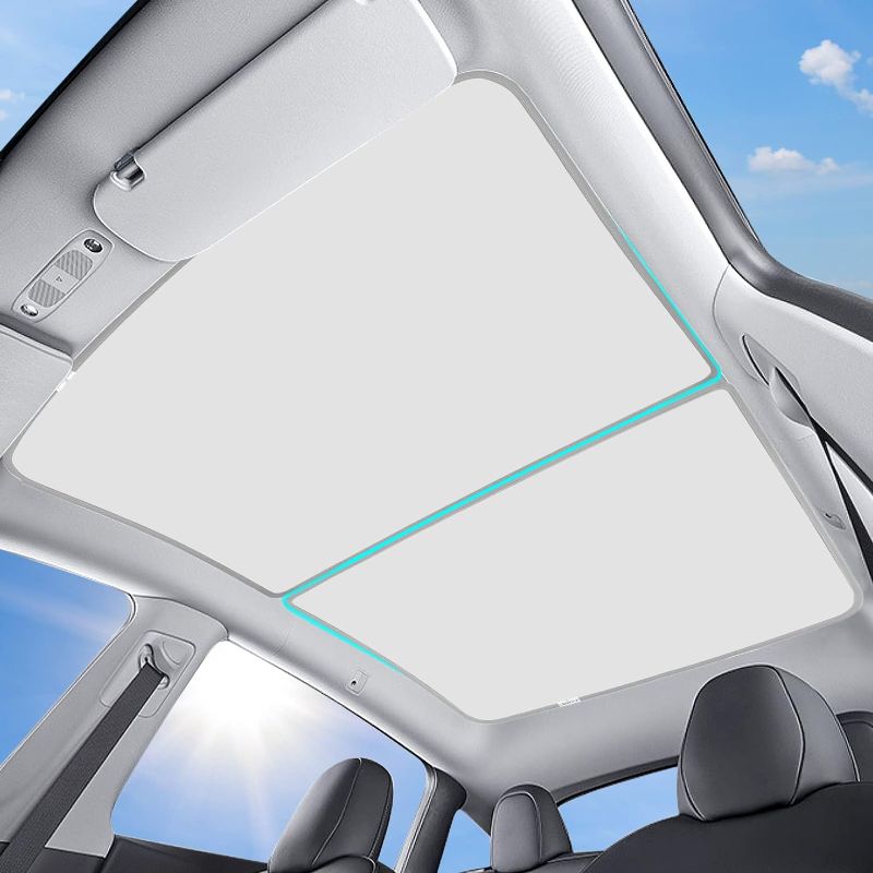 Photo 1 of 2024 Upgraded Roof Sunshade for Tesla Model Y Accessories 2024-2020 Visor Sunroof Sun Shade UV Reflector Reflective Covers Block Harmful UV Rays Glare Whit