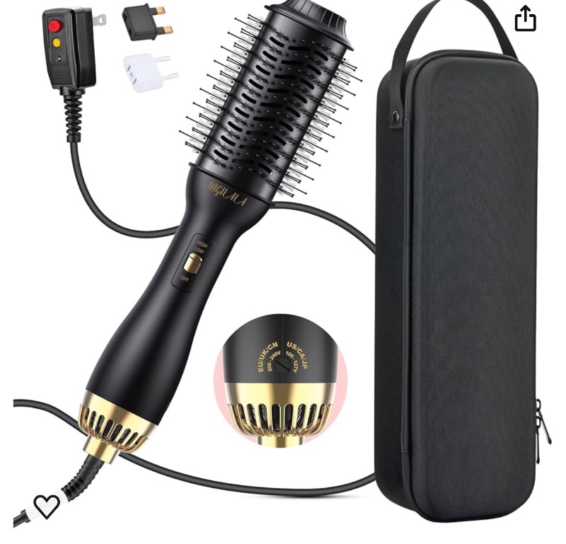 Photo 1 of 110~250V Multi-Voltage Hair Dryer Brush for International Travel, EU/UK Plug Adapter & Travel Case Included, Europe Travel Essentials for Women