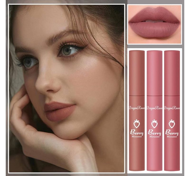 Photo 1 of 3 Piece Nude Matte Lipstick Set,Natural Velvet Air Moisture Smooth Crayon Lip Stain,Ultimate Nourishing Matte Lipstick 24 Hour Long Lasting Lip Gloss Lipstick for Women Makeup(Set D)