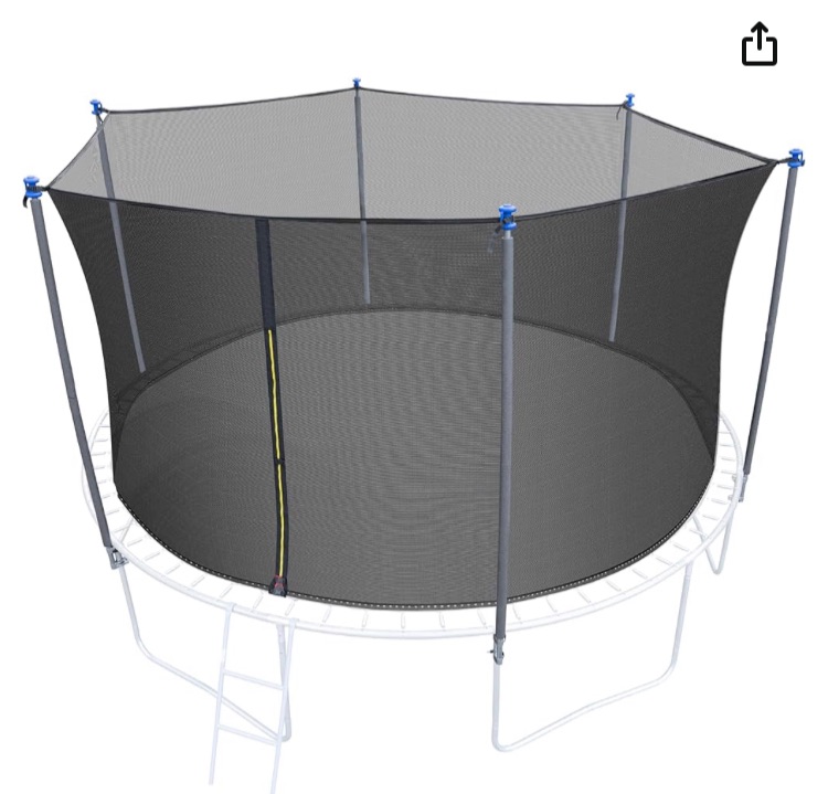 Photo 1 of 10/12/14/16FT Trampoline Replacement Enclosure Net with Universal Trampoline Replacement Enclosure Poles and Hardware