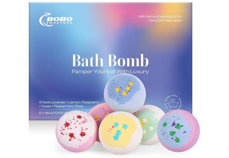 Photo 1 of Bath Bombs Gift Sets- Luxury Large Size with Natural Essential Oil for SPA Bath - Perfect Skin Care Gift for Wife, Girlfriend, Ideal for Birthdays, Gifts for Mom Pack of 6