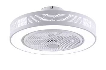 Photo 1 of 21.6 in. Integrated LED Indoor White Modern Circular Semi-Flush Mount Enclosed Ceiling Fan with Light
