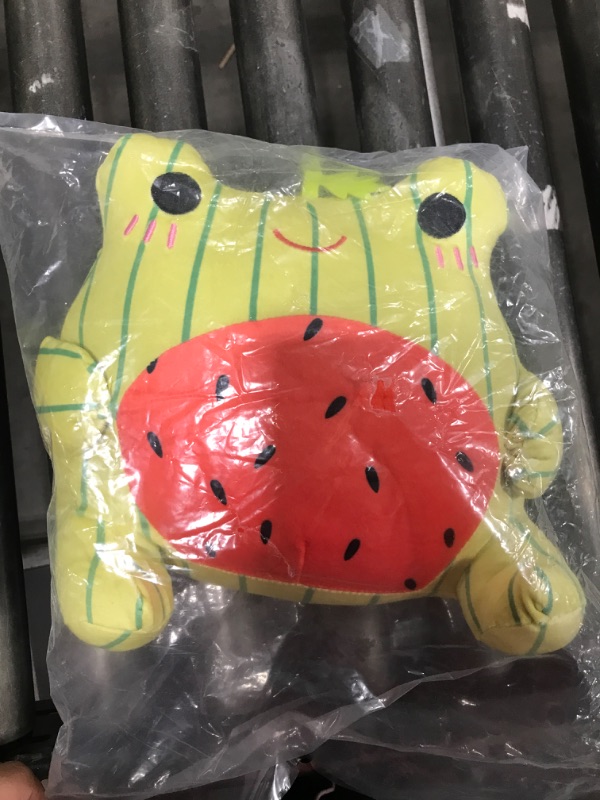 Photo 2 of 10-inch Super Soft Cute Watermelon Frog Kawaii Collectible Stuffed Animal Plush Toy (Watermelon)