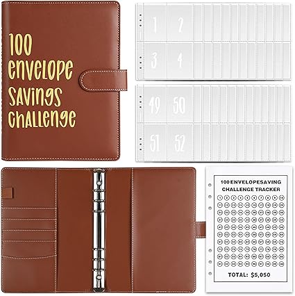 Photo 1 of 100 Envelopes Money Saving Challenge Binder, Money Saving Binder Savings Challenges Book to Save $5,050
