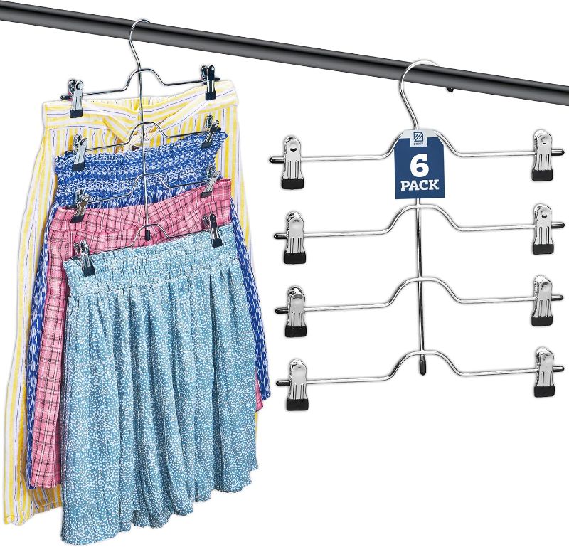 Photo 1 of Zober 5-Tier Skirt Hangers with Clips - Metal, Non-Slip Space Saving Pants Hangers W/Adjustable Clips & Swivel Hooks - Skirt Hangers for Women 

