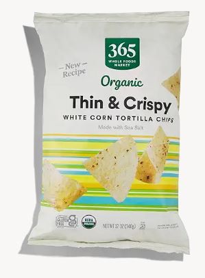 Photo 1 of [Pack of 2] 365 by Whole Foods Market, Organic White Corn Tortilla Chips Thin and Crispy, 12 Ounce