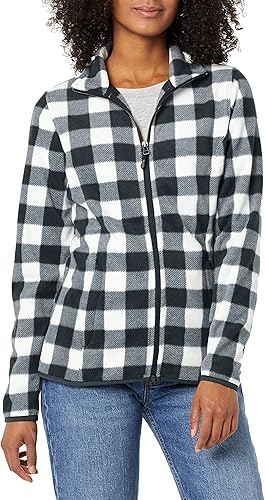 Photo 1 of [Size XXL] Amazon Essentials Women's Classic-Fit Full-Zip Polar Soft Fleece Jacket Recycled Polyester -Black and Grey Checkers