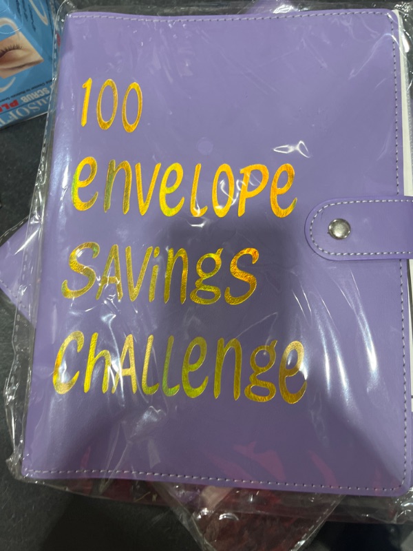 Photo 2 of 100 Envelope Savings Challenge Binder, Money Envelope Savings Challenge Book, Money Saving Binder Easy and Fun Way to Save $5,050, Money Challenge Book Budget Binder with Cash Envelopes Purple