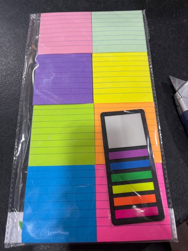 Photo 2 of 8 Pads Lined Sticky Notes 3x3 in Post, 8 Colors Self Sticky Notes Pad Its, Bright Colorful Square Sticky Notes for Office, Home, School, Meeting, 82 Sheets/pad Bright Colors 3x3 in