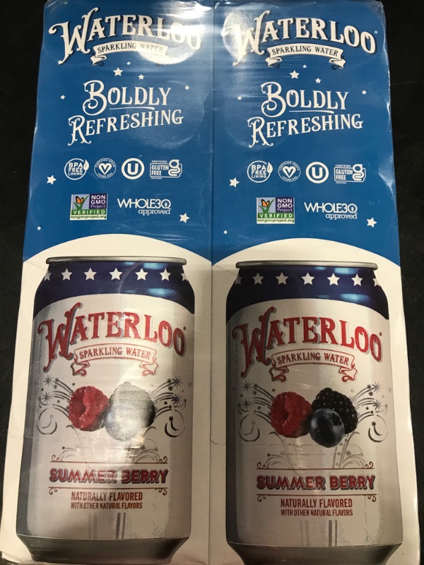 Photo 1 of 2 PACK Waterloo Sparkling Water, Summer Berry Naturally Flavored, 12 Fl Oz Cans (Pack of 12 EACH) – Zero Calories and Zero Sugar or Sweeteners of Any Kind