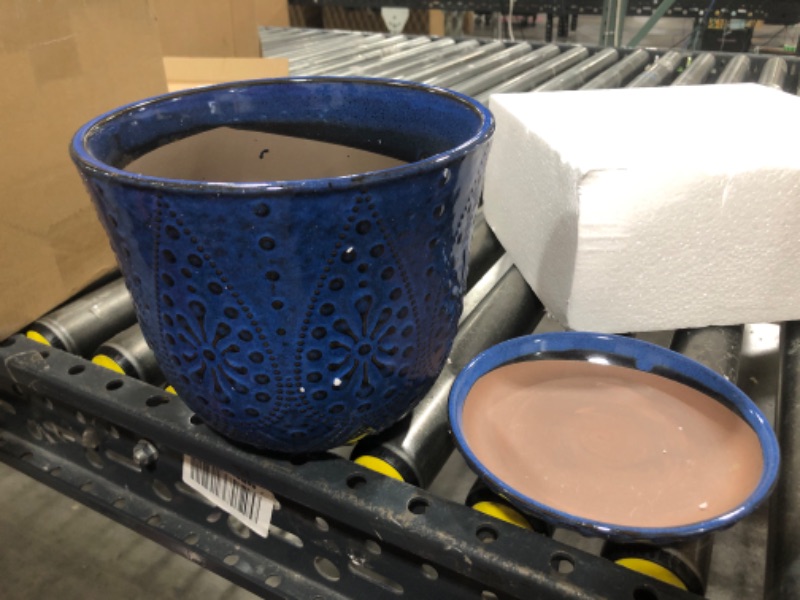 Photo 1 of 10 Inch Plant Pot, Ceramic Planter with Drainage Holes and Saucers for Plants Indoor and Outdoor Flower Pot
