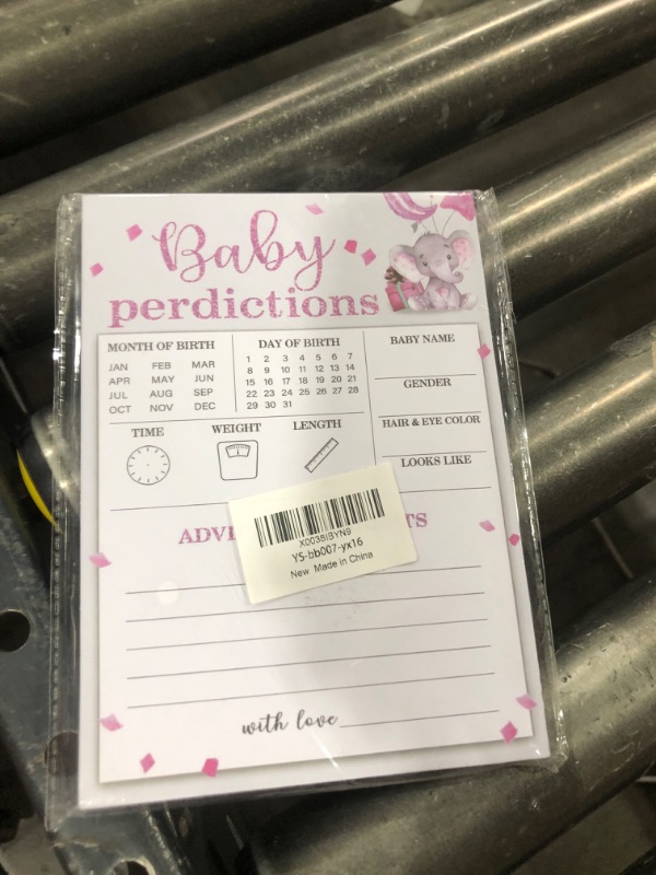 Photo 2 of Baby predictions Baby Shower, Pink Elephant Predict Newborn Kids Game, New Parent Message Advice Book Mommy Daddy to Be Keepsake Party Favor Supplies Decoration -30 Game Cards(bb007-yx16)