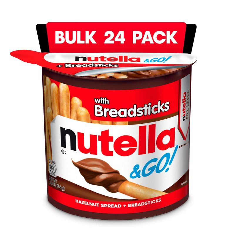 Photo 1 of  Nutella & GO! Bulk 24 Pack, Hazelnut and Cocoa Spread with Breadsticks, Snack Cups for Kids, 1.8 oz Each BEST BY 10 MAR 2025