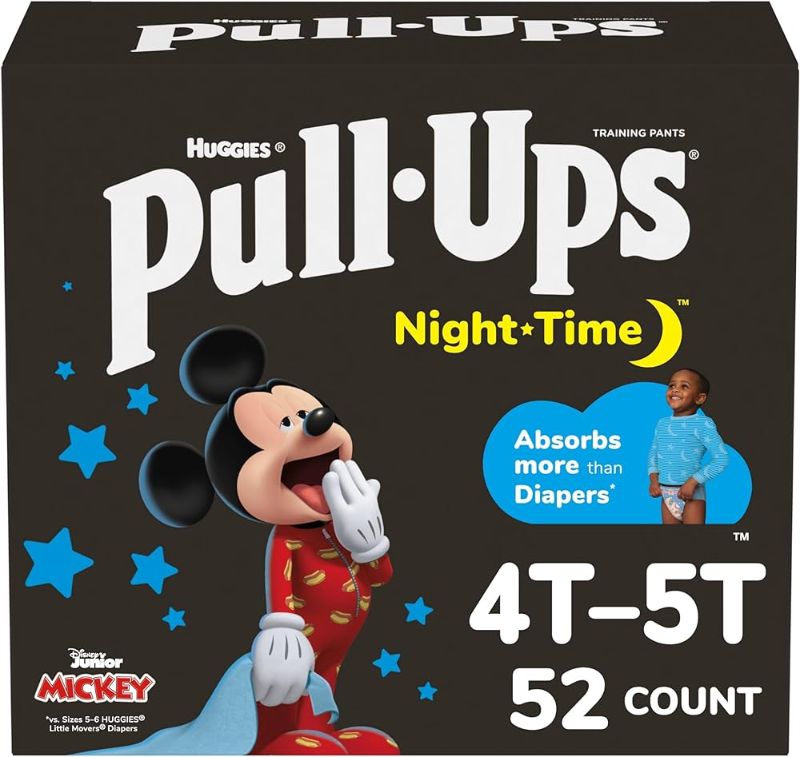 Photo 1 of  Pull-Ups Boys' Night-Time Potty Training Pants, Size 4T-5T Overnight Training Underwear (38-50 lbs), 52 Ct 