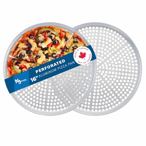 Photo 1 of  Norjac Restaurant-Grade| Non-Stick 16-Inch Perforated Aluminum Pizza Pan, 2 Pack | Heavy-Duty Rust-Proof Oven Tray 