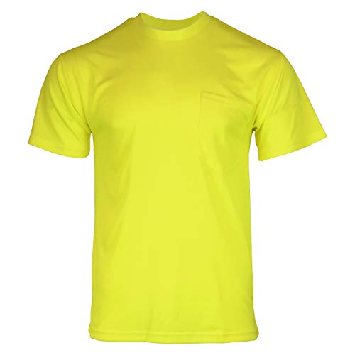 Photo 1 of  Ironwear 1800-L-2-MD Polyester Crew Neck SAFETY Shirt with Pocket, Lime, Medium 