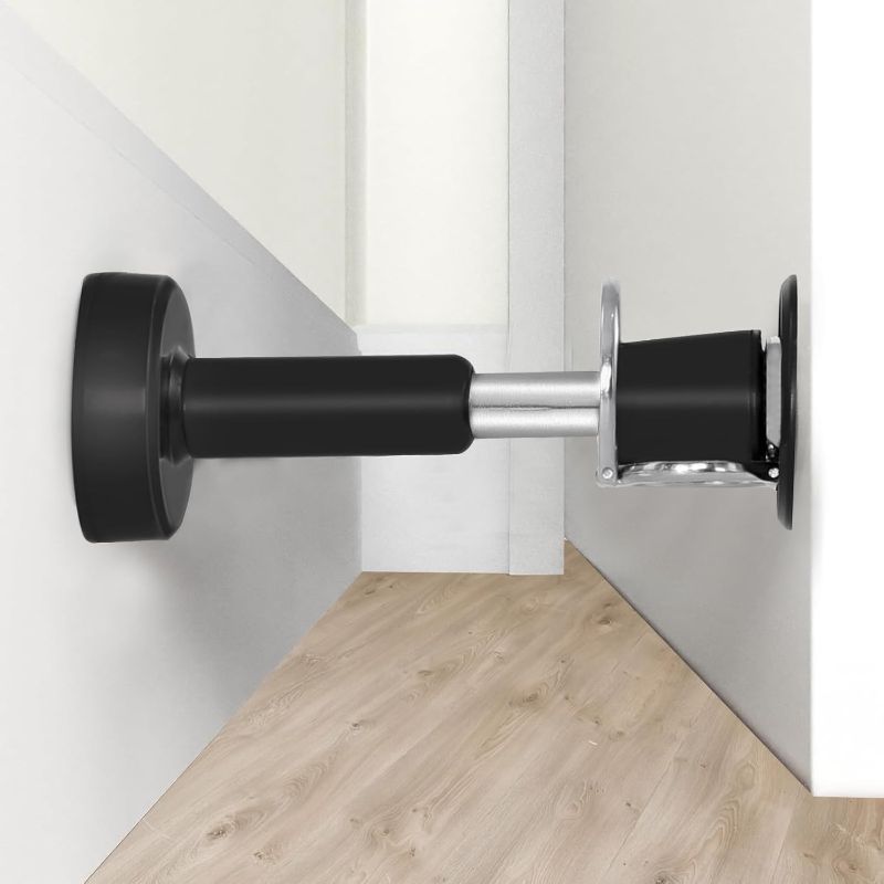 Photo 1 of  2PCS Spring Door Stoppers with Door Holder, Stainless Steel Door Stoppers for Wall, Hydraulic Shock Absorbent Door Stoppers for Bottom of Door, Silicone Tip Door Stoppers Wall Protector (Black) 