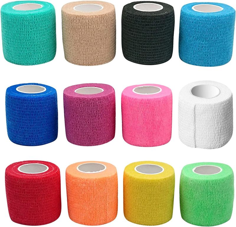 Photo 1 of  Cohesive Wrap Bandage Tape Bandage Rolls,Elastic Non-Woven, 12 Rolls 
