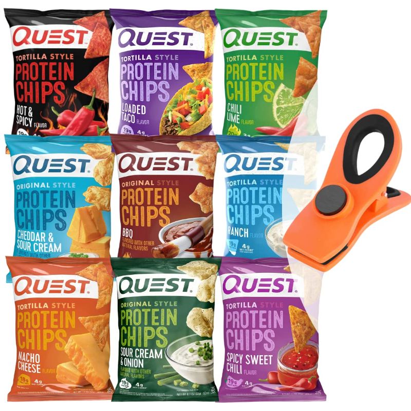 Photo 1 of 12 Pack Flavor Sampler - Quest Nutrition Tortilla Style Protein Chips, Variety Pack with USA-Supply Magnetic Chip Clip
Brand: Generic