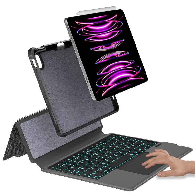 Photo 1 of  iPad 12.9 Keyboard Case for iPad Pro 12.9 inch 6th Generation 2022/5th 2021/4th 2020/3rd 2018-7 Color Backlight,Touchpad Detachable Slim Cover with Pencil Holder (12.9",Black)