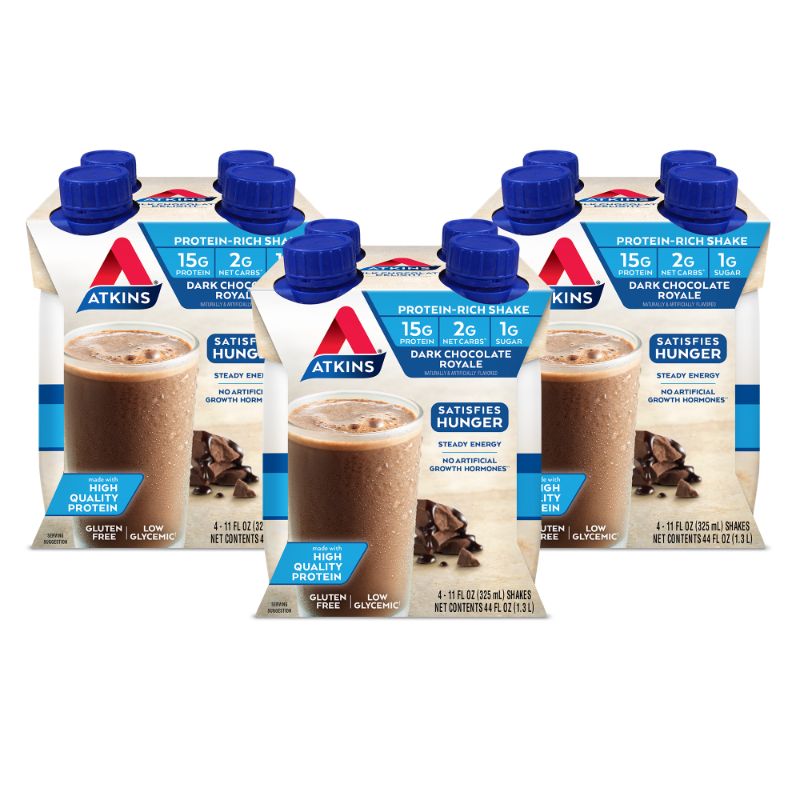 Photo 1 of Atkins Gluten Free Protein-Rich Shake Dark Chocolate Royale Keto Friendly 3/4ct Packs(Ready to Drink)
