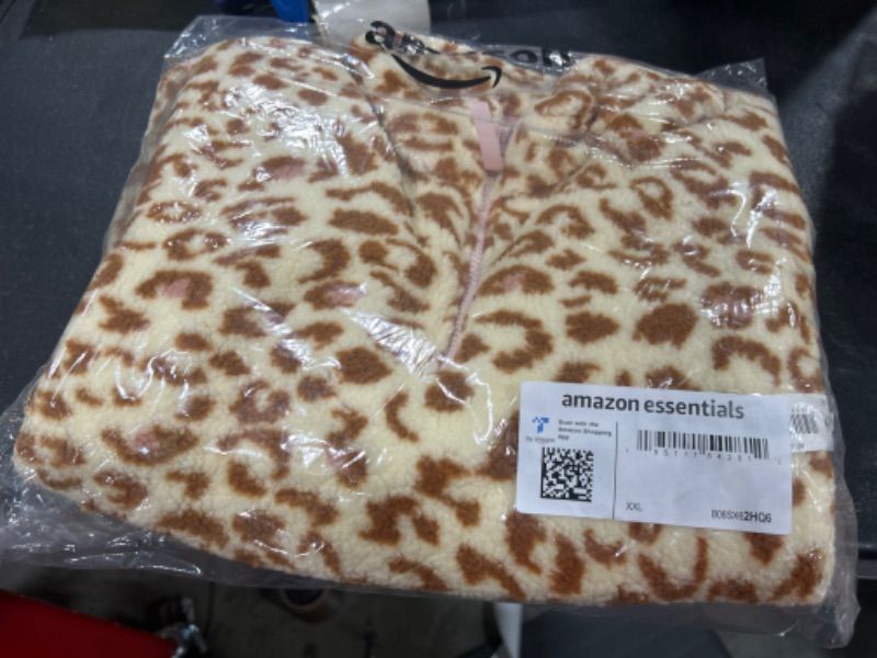 Photo 2 of Amazon Essentials Girls and Toddlers' Sherpa Fleece Quarter-Zip Jacket 3t Ivory Leopard