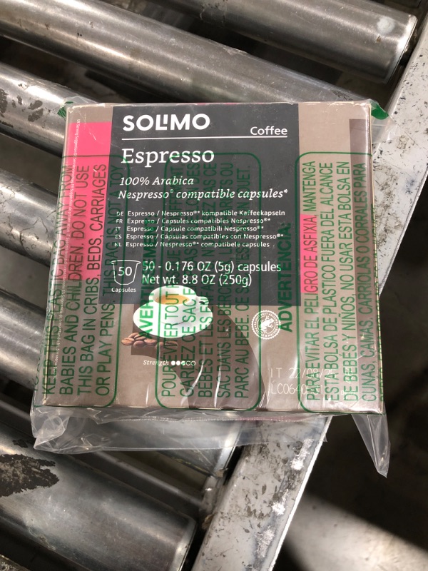 Photo 2 of Amazon Brand - Solimo Espresso Capsules, Medium Roast, Compatible with Original Brewers, Pack of 1x50 Capsule (50 count) Espresso 50 Count (Pack of 1)