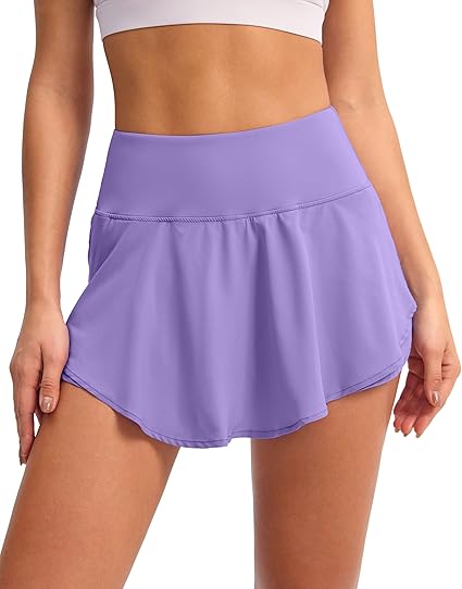 Photo 1 of 2XL Soothfeel Athletic Shorts for Women High Rise Flowy Running Shorts with Pocket Quick Dry Workout Tennis Skirt Shorts
