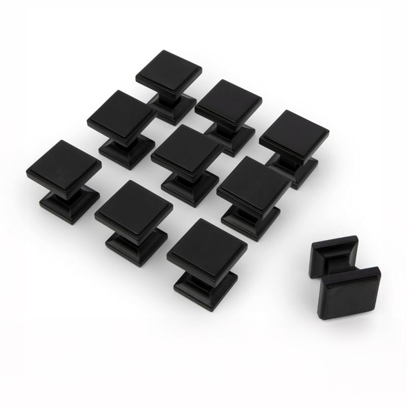 Photo 1 of 10 Pack Modern Square Knobs Matte Black