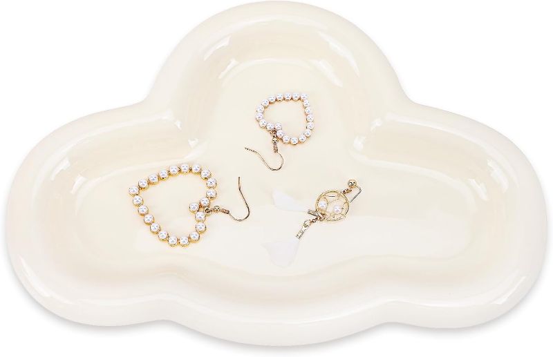 Photo 1 of 
Funarty Cloud Jewelry Tray, 9.1" x 6.5" Ceramic Ring Dish Cute Room Decor Key Tray for Valentine's Day Mother's Day Birthday Christmas.