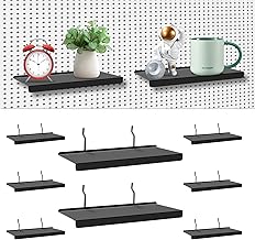 Photo 1 of 10x4.3 Inch Pegboard Shelves Set of 10, Metal Peg Board Shelves Accessories, Flat Display Shelves for Pegboard, Metal