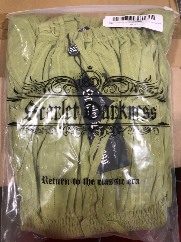 Photo 1 of [Size XL] Scarlet Darkness Renaissance Dress for Women Embroidered Long Cottagecore Dresses X-Large Olive Green