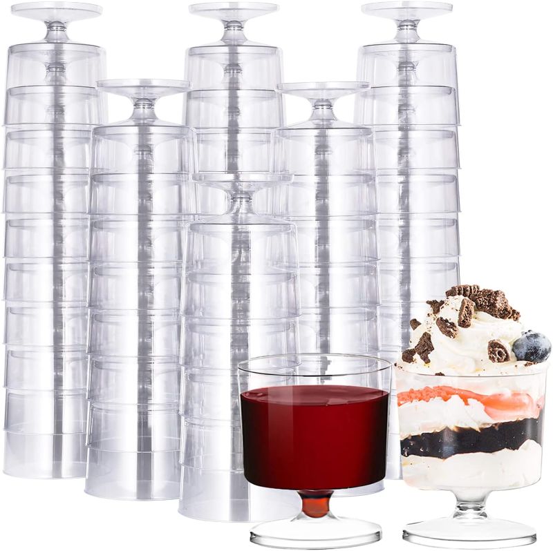 Photo 1 of 80 Pack Dessert Cups, Hard Disposable Shot Glasses Plastic Drink Glasses Ideal for Home Daily Life Party Wedding Drinking Dessert Ice Cream (2 Oz)