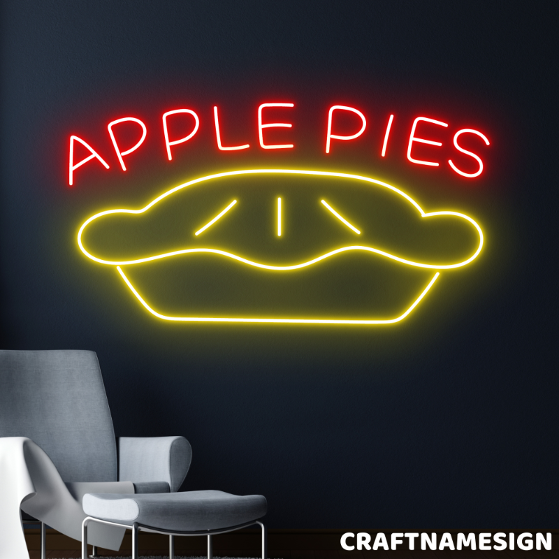 Photo 1 of Apple Pies Neon Sign, Baker Store Wall Art, Apple Cake Wall Decor