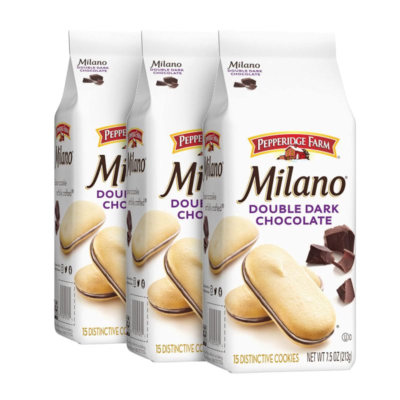 Photo 1 of ** Best By 08/11/2024 ** Pepperidge Farm Milano Cookies, Double Dark Chocolate, 3 Bags, 7.5 oz. Each
