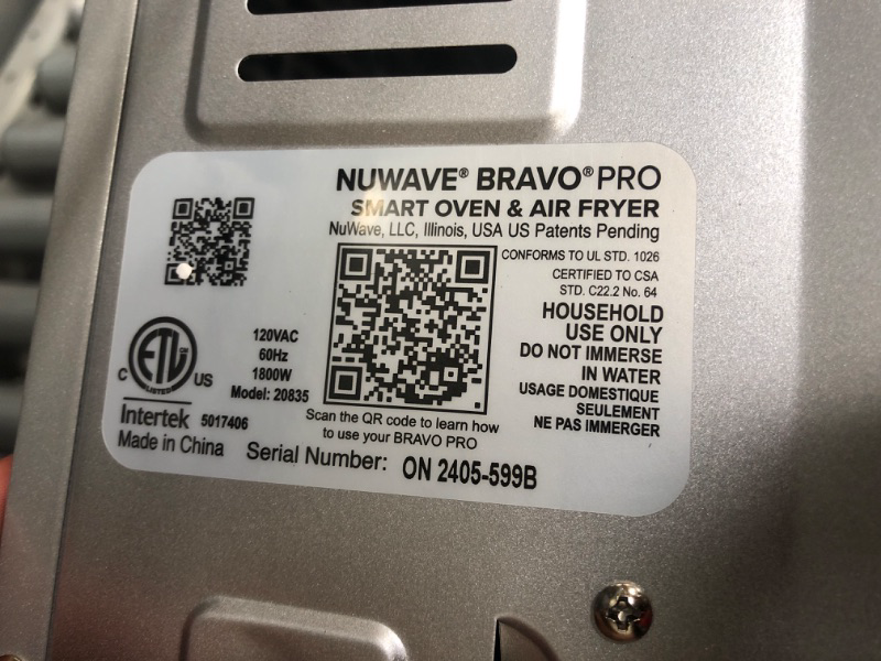 Photo 3 of (READ FULL POST) (PARTS) Nuwave Bravo Convection Toaster Ovens Air Fryer Combo with 30QT Large Capacity For A Whole Chicken and 13" Pizza. Multi-Layer Cooking, Probe Feature, 100+ Presets One-Touch Smart Control Countertop
