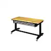 Photo 1 of 52 in. Adjustable Height Work Table with 2-Drawers in Black
