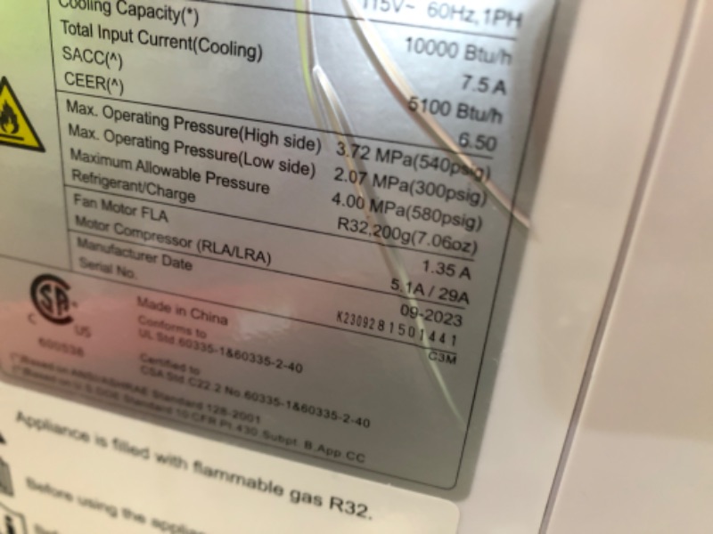 Photo 5 of **MISSNG THE EXAUST HOSE**  FIOGOHUMI 10000BTU Portable Air Conditioner with Built-in Dehumidifier Fan Mode for Room up to 250 sq.ft. - Room Air Conditioner with 24Hour Timer & Remote Control Window Mount Kit