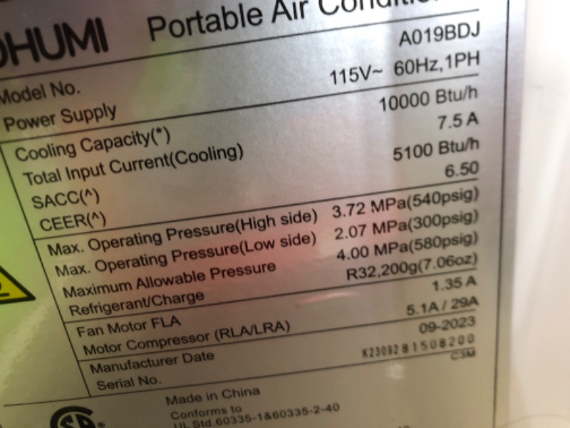 Photo 4 of **MISSING REMOTE**   FIOGOHUMI 10000BTU Portable Air Conditioner with Built-in Dehumidifier Fan Mode for Room up to 250 sq.ft. - Room Air Conditioner with 24Hour Timer & Remote Control Window Mount Kit