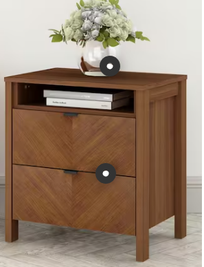 Photo 1 of 1 Table Only**Weiss 2-Drawer Amber Walnut Nightstand Sidetable (22.7 in. H x 20.9 in. W x 15.7 in. D) 