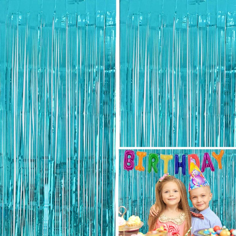 Photo 1 of 
2pc Teal Blue Metallic Tinsel foil Fringe Backdrop Curtain Teal Fringe Backdrop Teal Tinsel Backdrop foil Fringe Curtains for Birthday Decoration Teal...