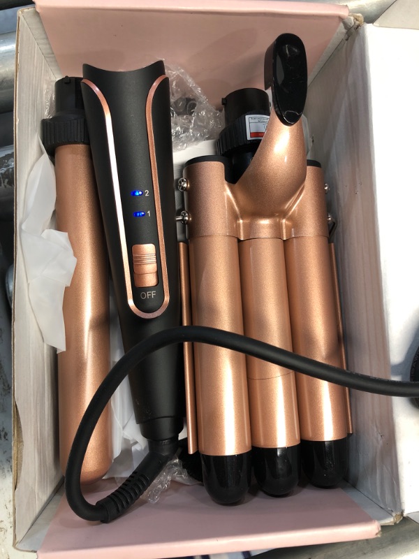 Photo 2 of (READ FULL POST) Waver Curling Iron Wand, BESTOPE PRO 5 in 1 Curling Wand Set with 3 Barrel Hair Crimper for Women, Fast Heating Hair Wand Curler in All Hair Type Rose Gold